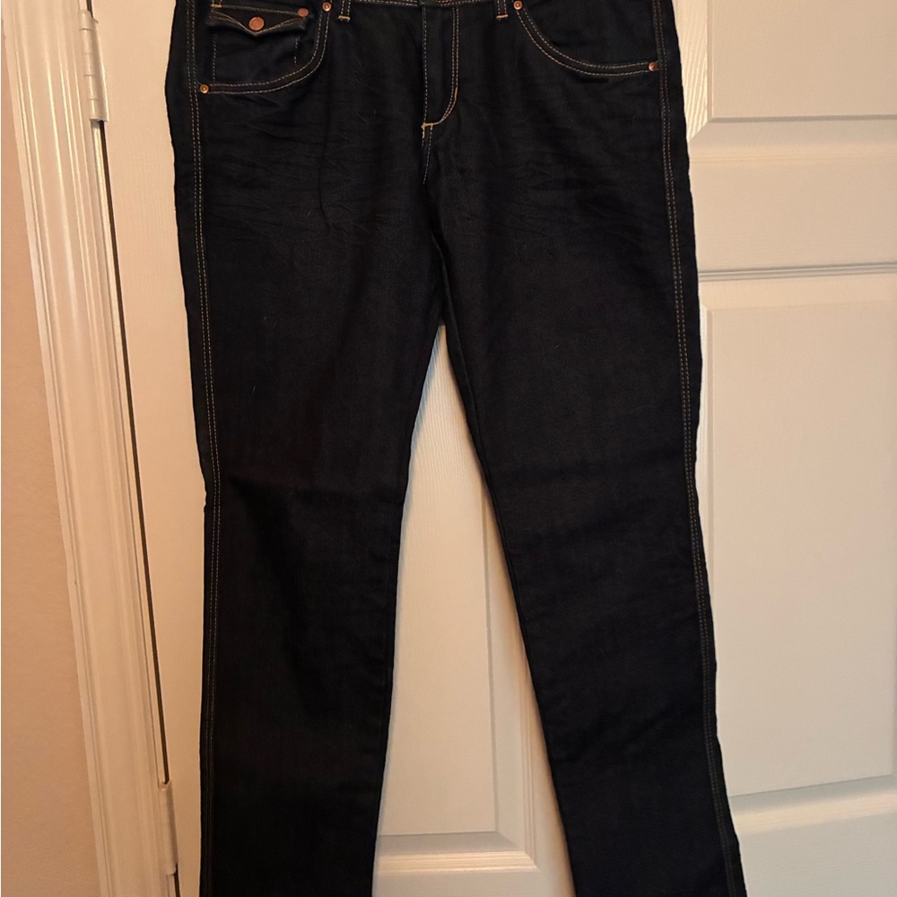 H&M Women's Straight Leg Jeans in Dark Blue